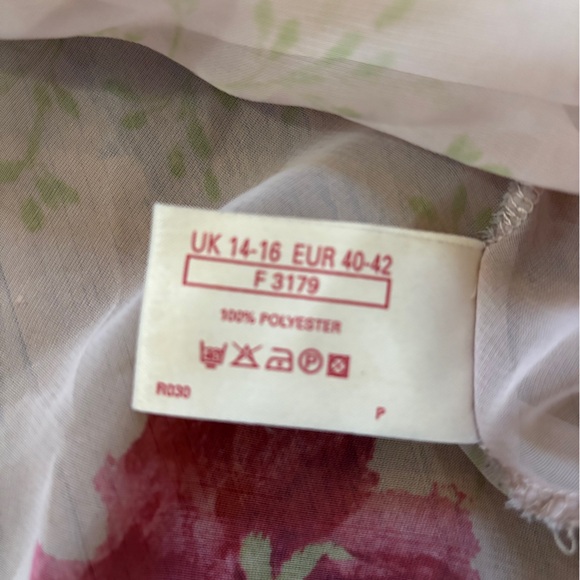 Vintage nude sheer rose ruffle slip dress bow detail Coquette girl boudoir sz14 - Picture 5 of 6